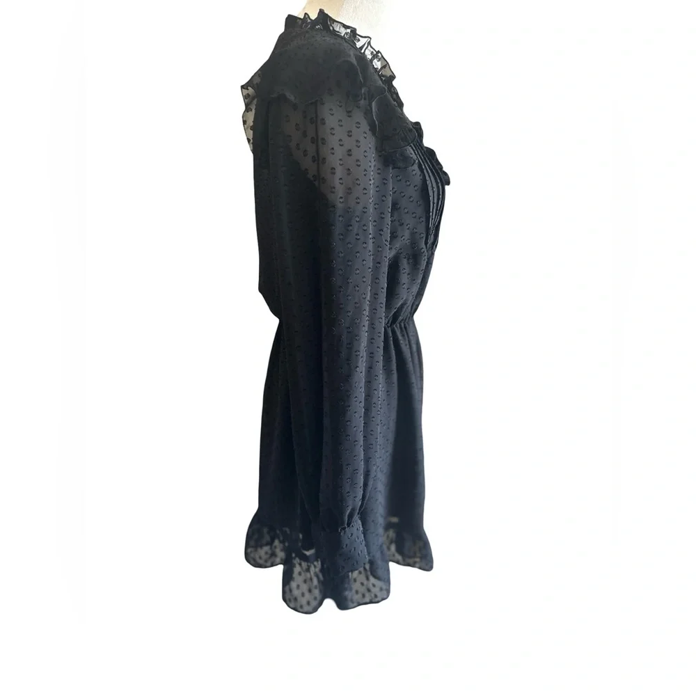 NEW! ZARA Black Classy Swiss Dress Sheer Sleeves. Size M - Picture 6 of 12